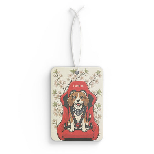 Beagle Car Air Freshener – Beagle in Racing Seat Scented Hanging Air Freshener