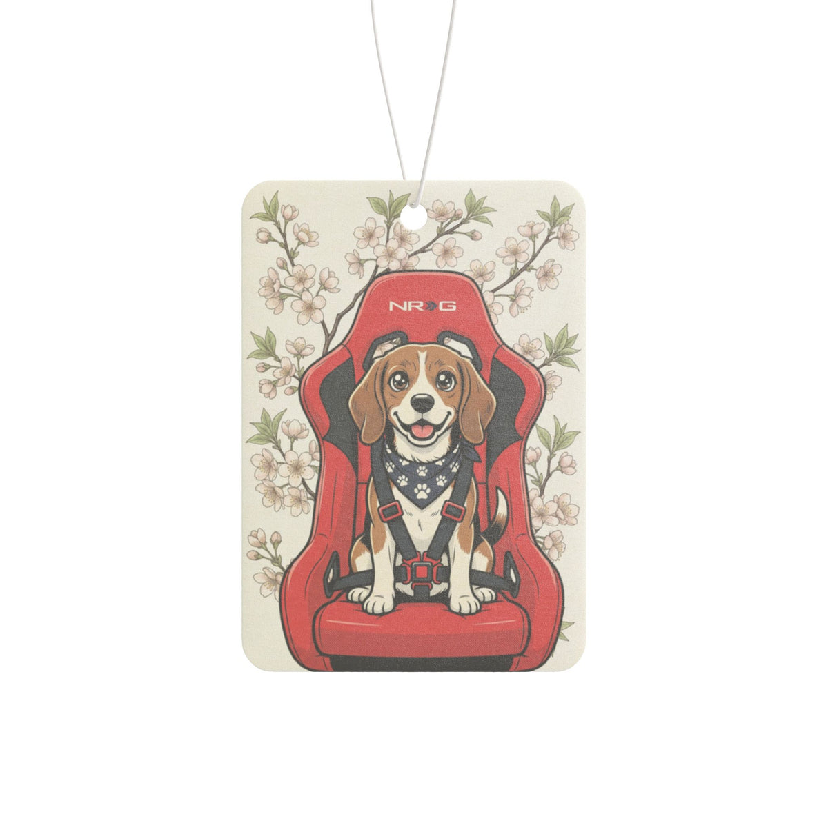Beagle Car Air Freshener – Beagle in Racing Seat Scented Hanging Air Freshener