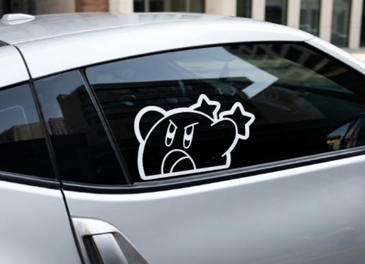 Kirby window peeker vinyl sticker- kawaii vinyl decal