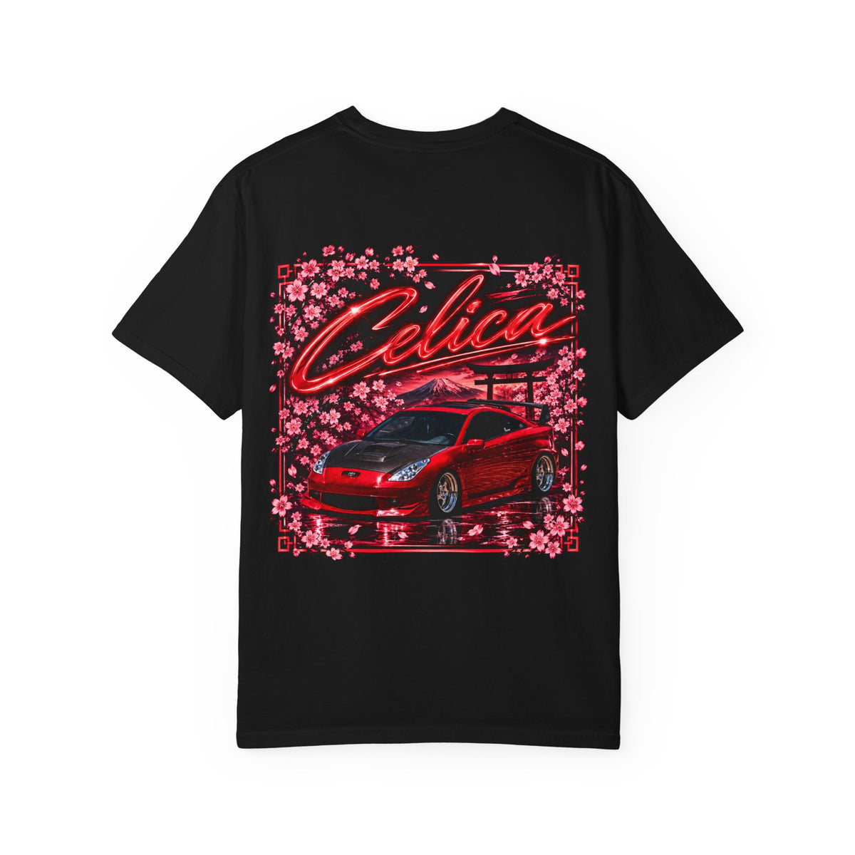 Celica Graphic T-Shirt — Red Retro Sports Car Design