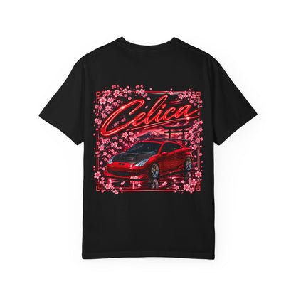 Celica Graphic T-Shirt — Red Retro Sports Car Design