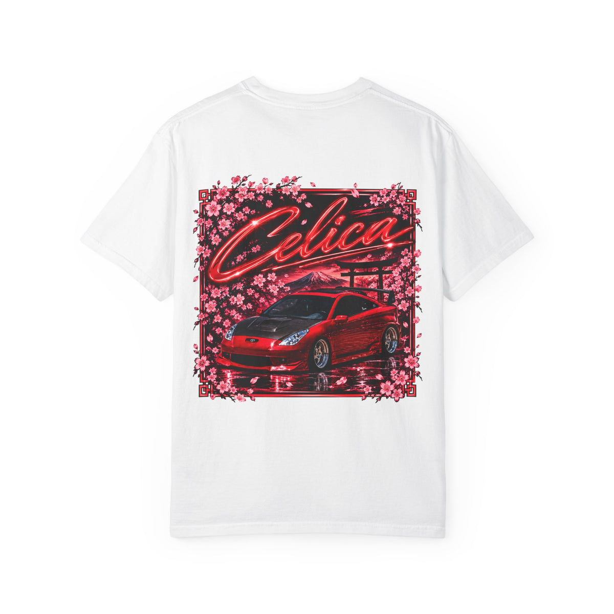 Celica Graphic T-Shirt — Red Retro Sports Car Design