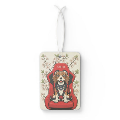 Beagle Car Air Freshener – Beagle in Racing Seat Scented Hanging Air Freshener