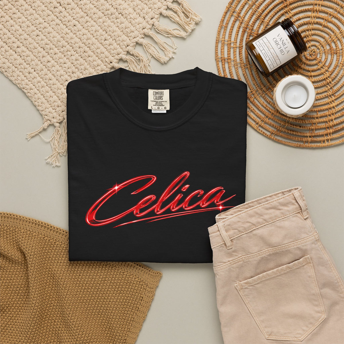 Celica Graphic T-Shirt — Red Retro Sports Car Design