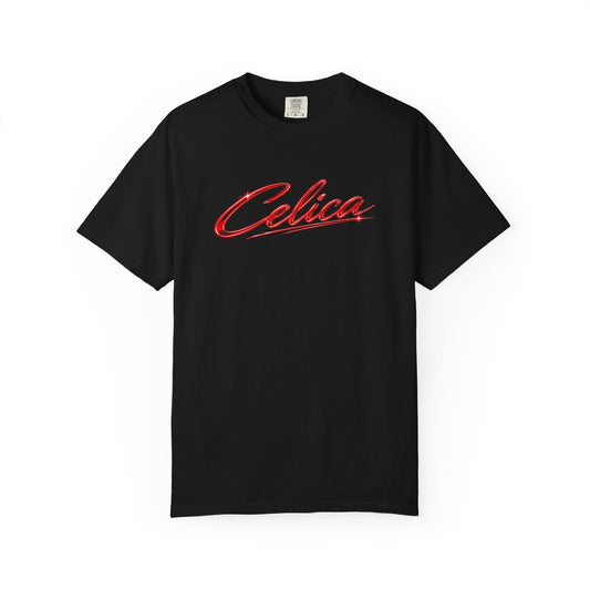 Celica Graphic T-Shirt — Red Retro Sports Car Design