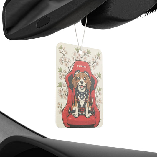 Beagle Car Air Freshener – Beagle in Racing Seat Scented Hanging Air Freshener