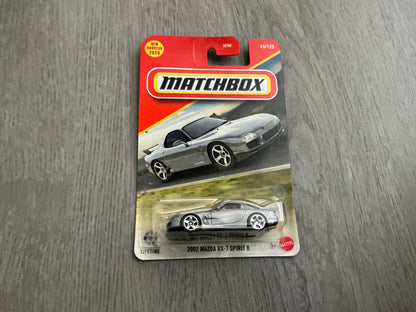 Matchbox 1:64 scale die-cast model of a 2002 Mazda RX-7 Spirit R