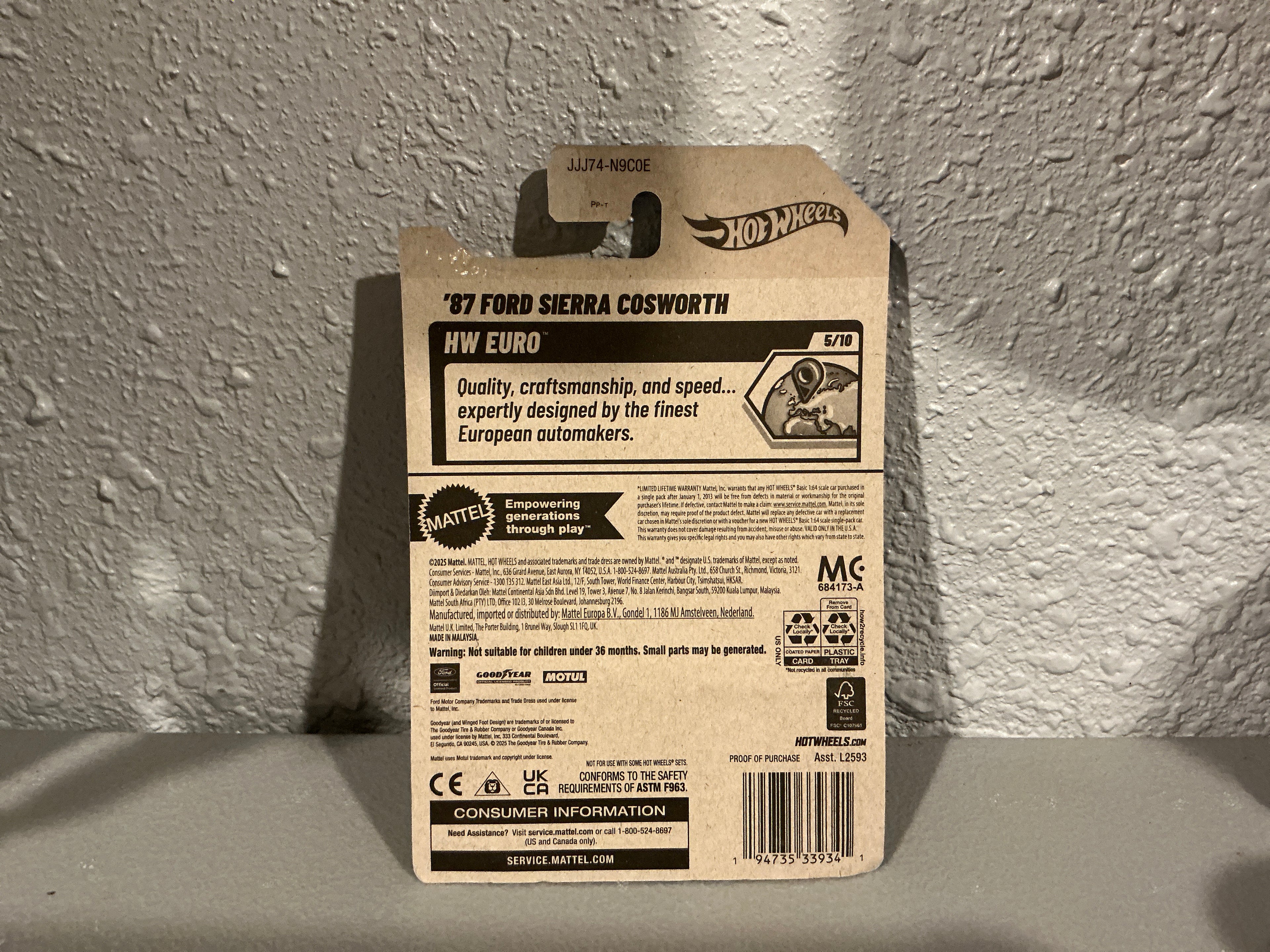 unopened 87’ ford sierra cosworth hot wheels