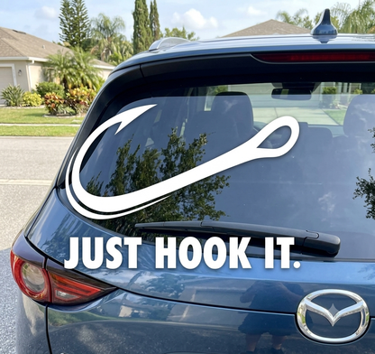 Fishing Hook "Just Hook It" Car & Window Decal