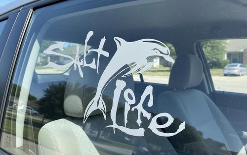 Salt Life dolphin Car Vinyl Decal   | Beach Ocean Fishing Life dolphin sticker