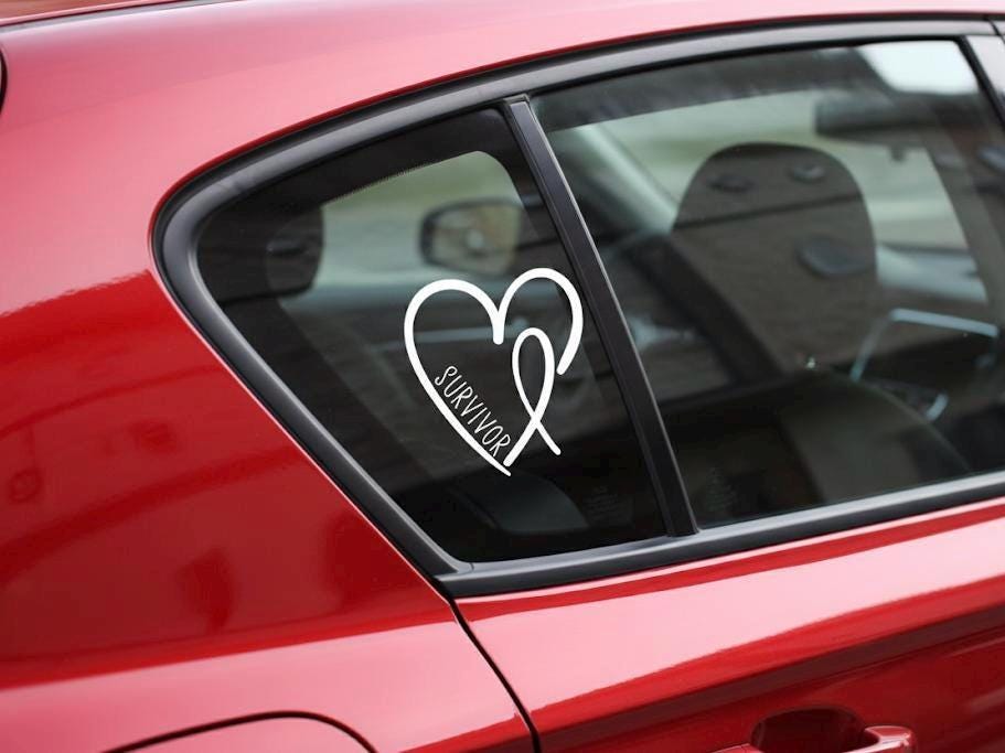 Breast Cancer Awareness Ribbon Heart Vinyl Decal