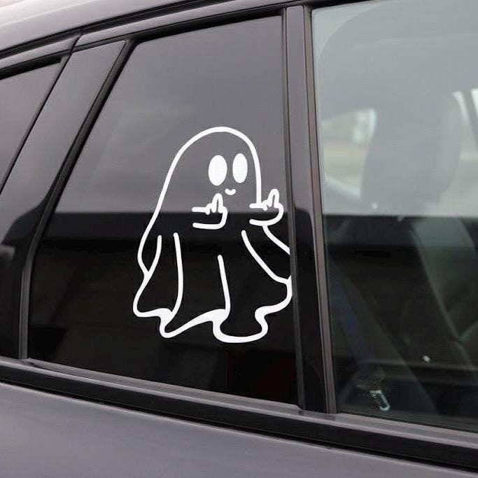 Middle finger ghost decal sticker | Funny Ghost Middle Finger Car Decal | Sassy Goth Alt Vinyl Sticker