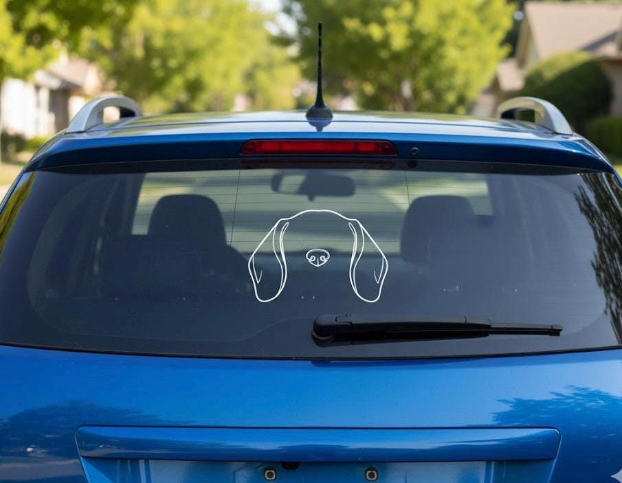 Beagle Ears Silhouette Car Decal | Minimalist Dog Mom Vinyl Sticker