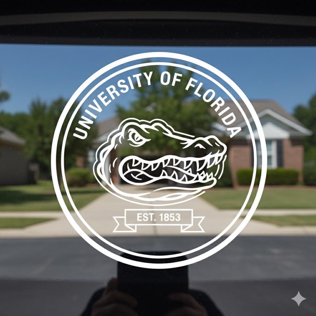 Florida University Vinyl Decal: UF Gators, UCF Knights, USF Bulls | College Car Sticker, Laptop, Water Bottle Alumni Gift