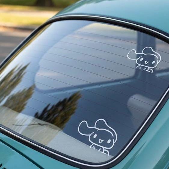 Cinnabon Peeker Sticker, Cinnabon hello kitty Kawaii Car Decal, Sanrio Vinyl Sticker, Waterproof car,Laptop Decal, Cute Anime Bumper Sticker