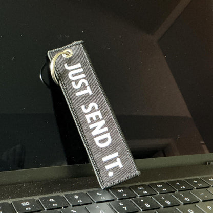 Just Send it Embroidered Jet Tag Keychain | "Just send it" JDM Car Accessory Keyring
