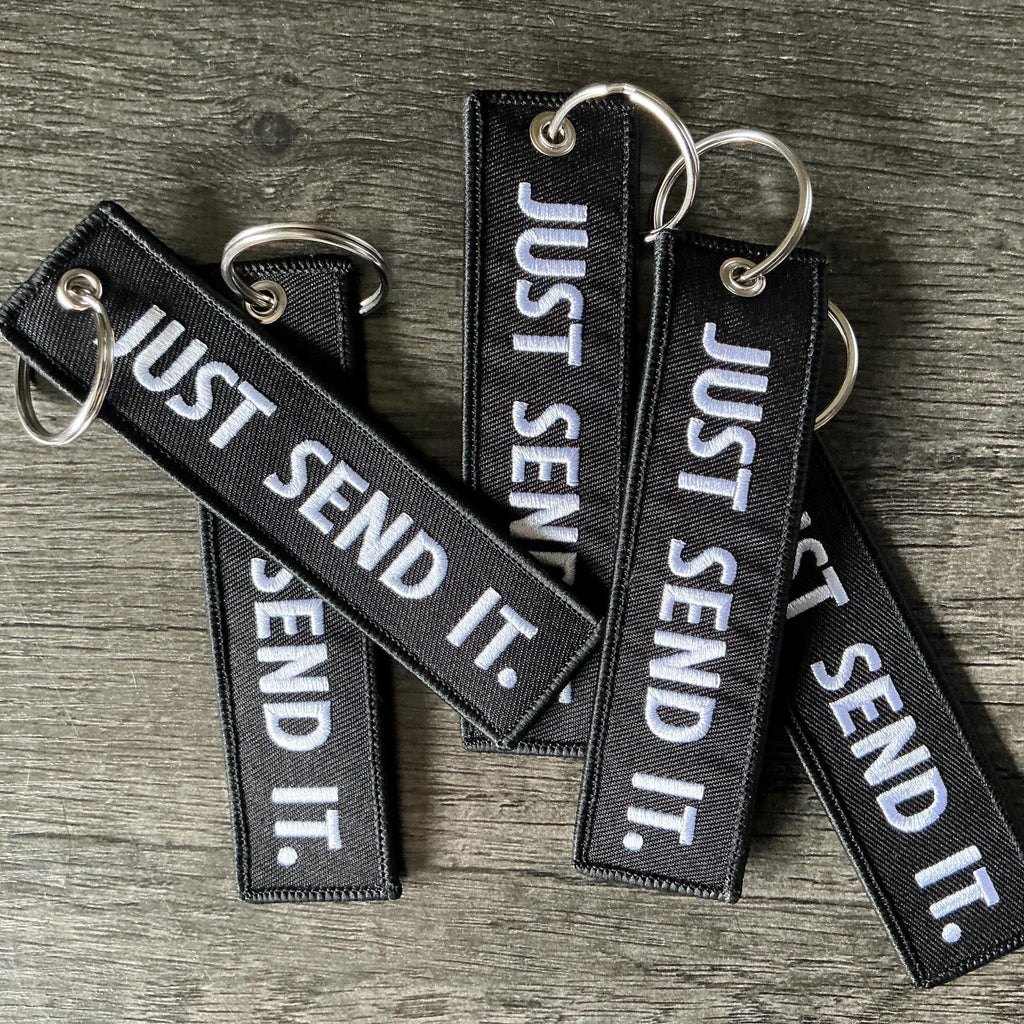 Just Send it Embroidered Jet Tag Keychain | "Just send it" JDM Car Accessory Keyring