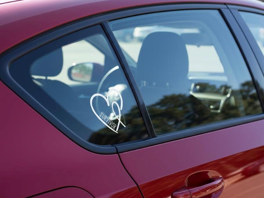 Breast Cancer Awareness Ribbon Heart Vinyl Decal