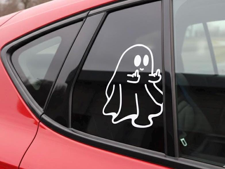 Middle finger ghost decal sticker | Funny Ghost Middle Finger Car Decal | Sassy Goth Alt Vinyl Sticker
