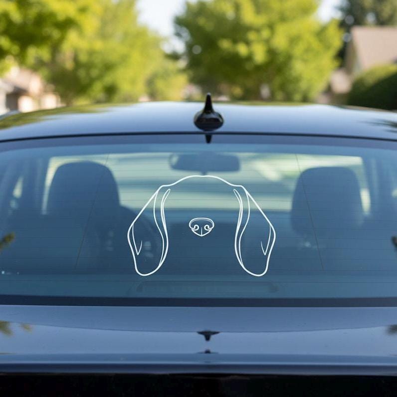 Beagle Ears Silhouette Car Decal | Minimalist Dog Mom Vinyl Sticker