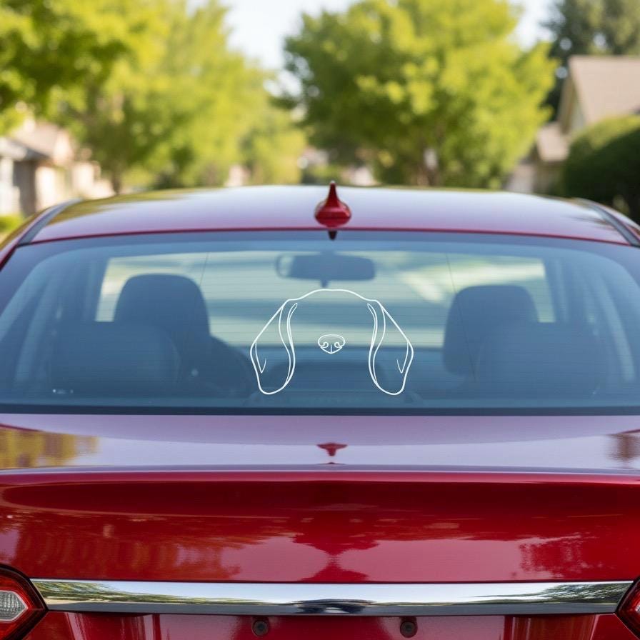 Beagle Ears Silhouette Car Decal | Minimalist Dog Mom Vinyl Sticker