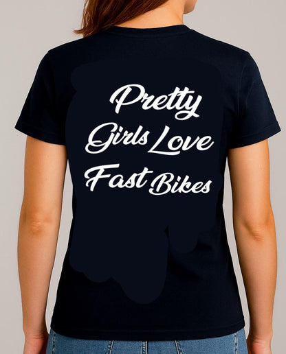 Black Motorcycle Hoodie or T-shirt, Pretty Girls Love Fast Bikes T-Shirt or Hoodie