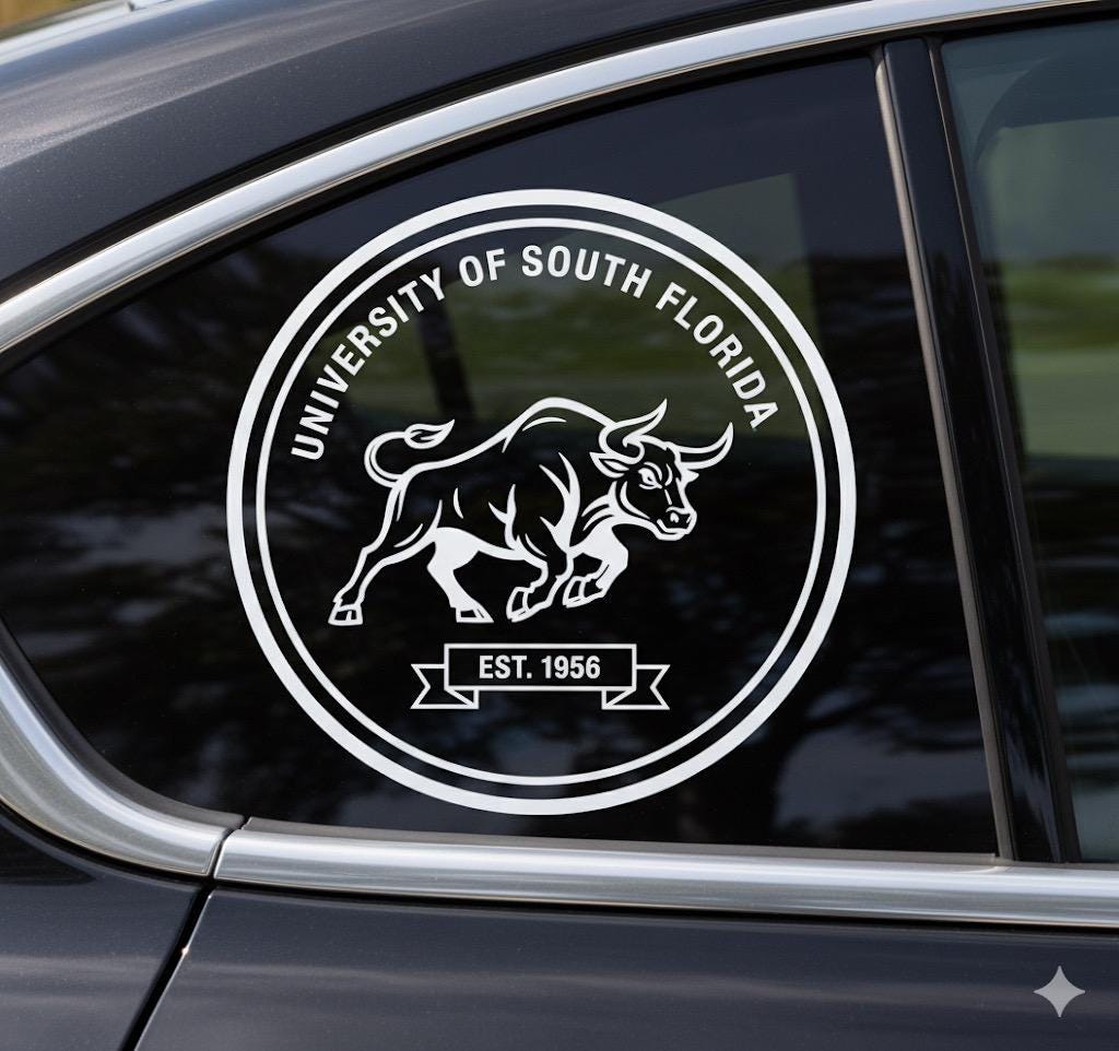 Florida University Vinyl Decal: UF Gators, UCF Knights, USF Bulls | College Car Sticker, Laptop, Water Bottle Alumni Gift