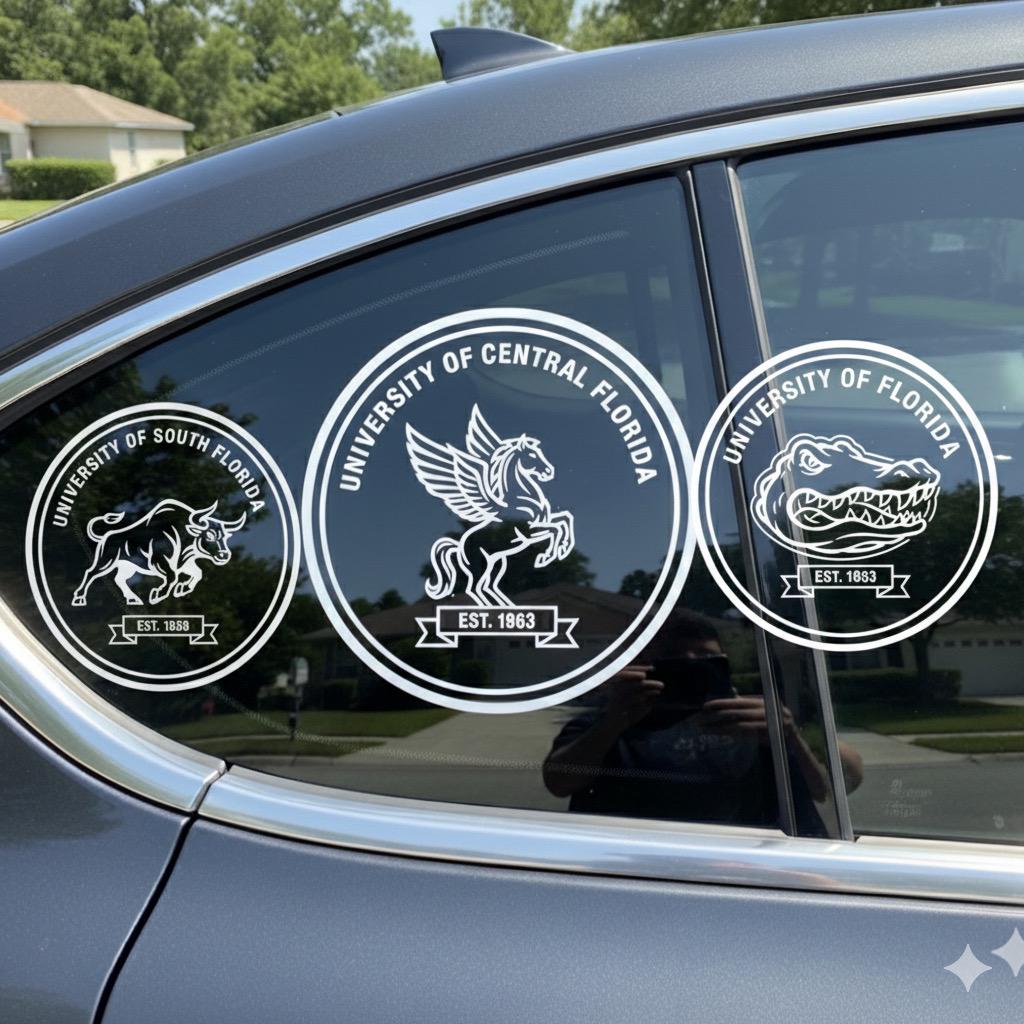 Florida University Vinyl Decal: UF Gators, UCF Knights, USF Bulls | College Car Sticker, Laptop, Water Bottle Alumni Gift
