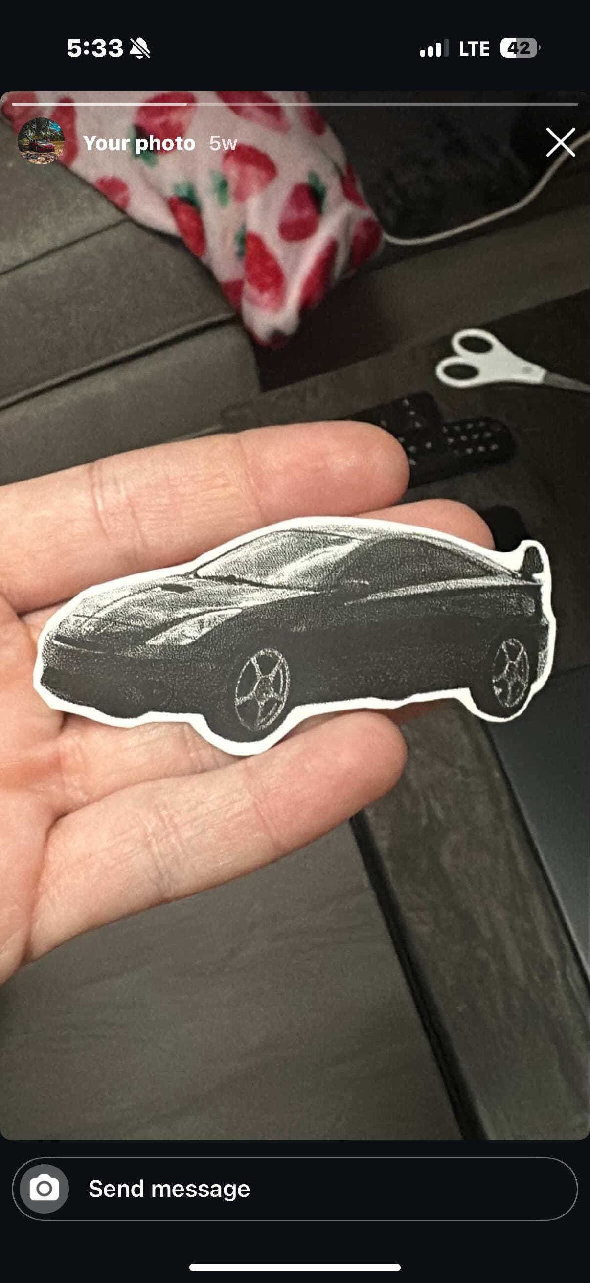 Custom car photo sticker: black and white paper sticker decal
