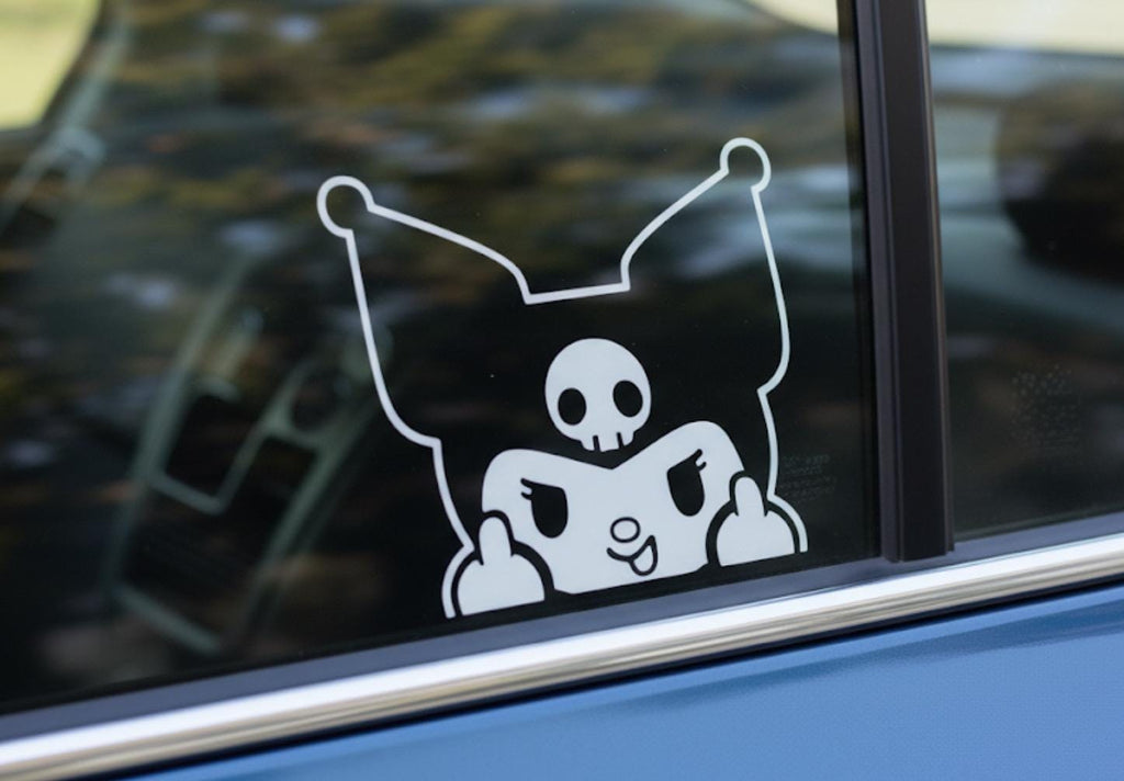 Kuromi Kawaii Peeker Sticker, Car Decal, Vinyl Waterproof Anime Decal, Cute JDM Laptop, car and cup Sticker