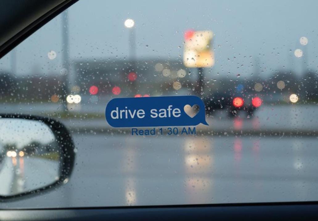 Drive Safe text message Decal sticker: Car, Laptop, Window Vinyl Sticker