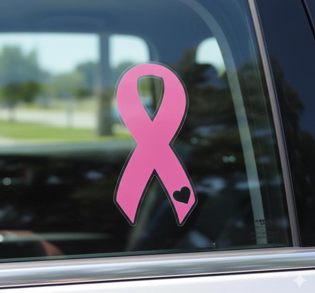 Breast cancer awareness ribbon Vinyl Decal Sticker: Car, Window, Cup Decor