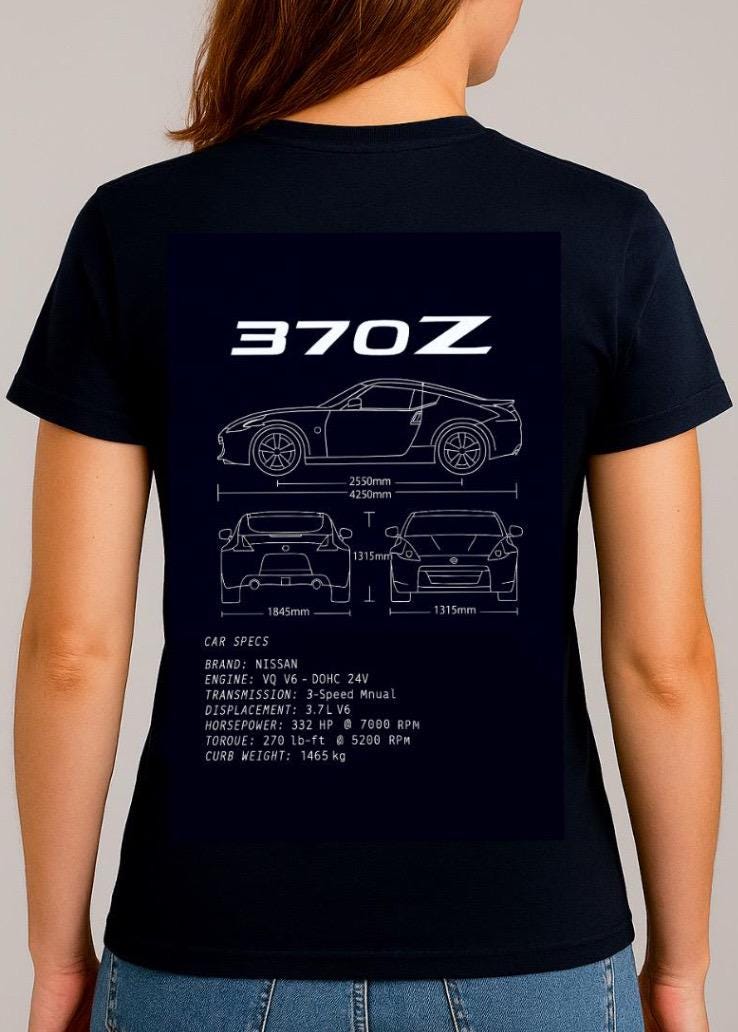 Black Nissan 370Z Blueprint Hoodie or T-shirt