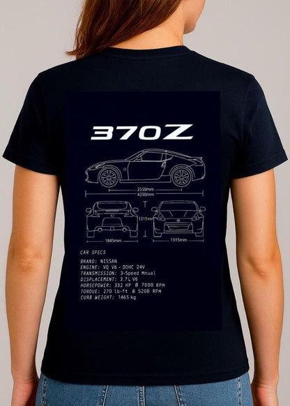 Black Nissan 370Z Blueprint Hoodie or T-shirt