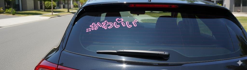 Kawaii Japanese Text Car Sticker - Vinyl Decal