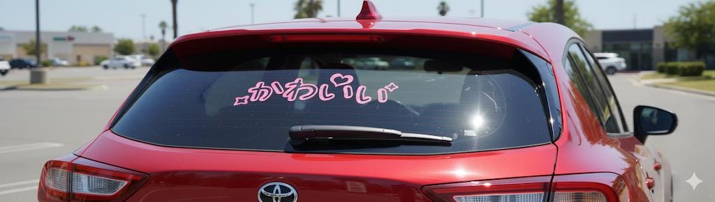 Kawaii Japanese Text Car Sticker - Vinyl Decal