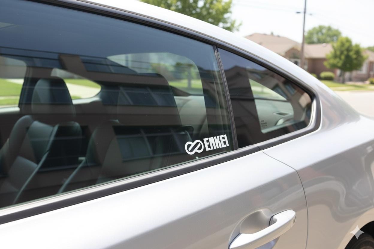 Enkei Vinyl Decal – JDM Style Car Window Sticker, Tuner Culture Laptop & Toolbox Decal, Weatherproof Die-Cut Racing Graphic