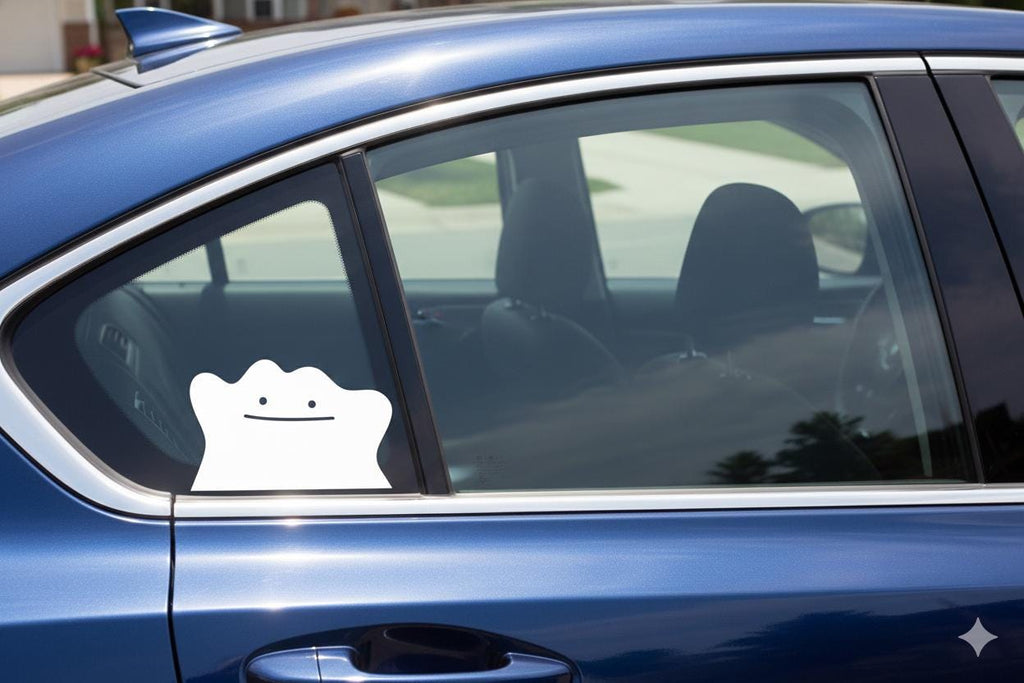 Ditto Style Vinyl Sticker - Peeking Ditto Car Decal - Cute Smiling Blob Window Sticker - JDM Style Car Accessories - Waterproof Vinyl