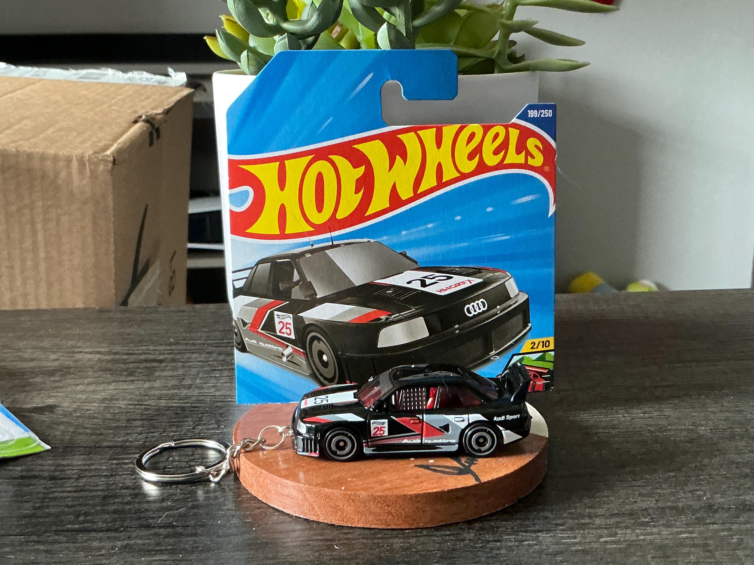 Audi 90 Quattro Keychain, Custom Hot Wheels Keyring, Retro Racer Diecast Accessory, JDM Style Euro Car Gift, Audi Quattro AWD Key Ring,