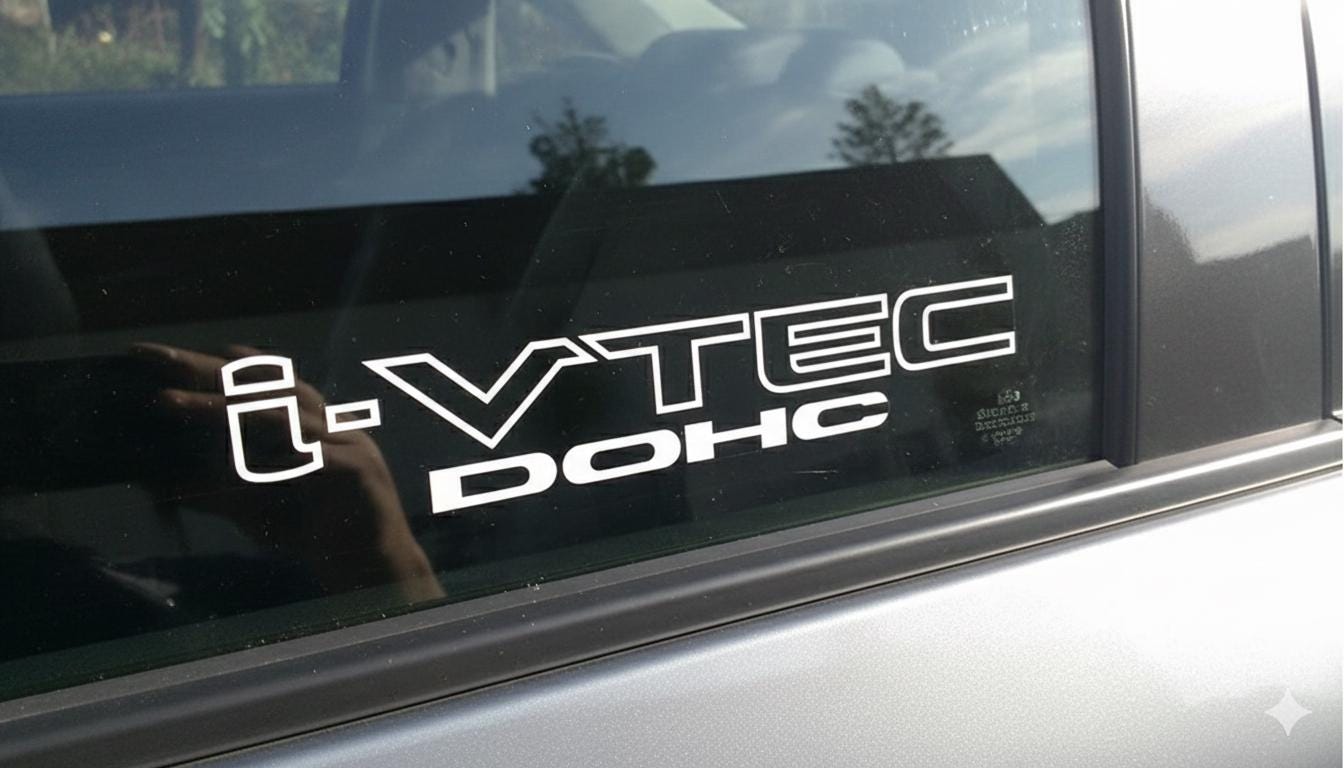 i-VTEC DOHC Vinyl Decal Sticker for Honda Civic, Accord, Integra | JDM Style Car Window Graphic | Weatherproof High-Quality Vinyl