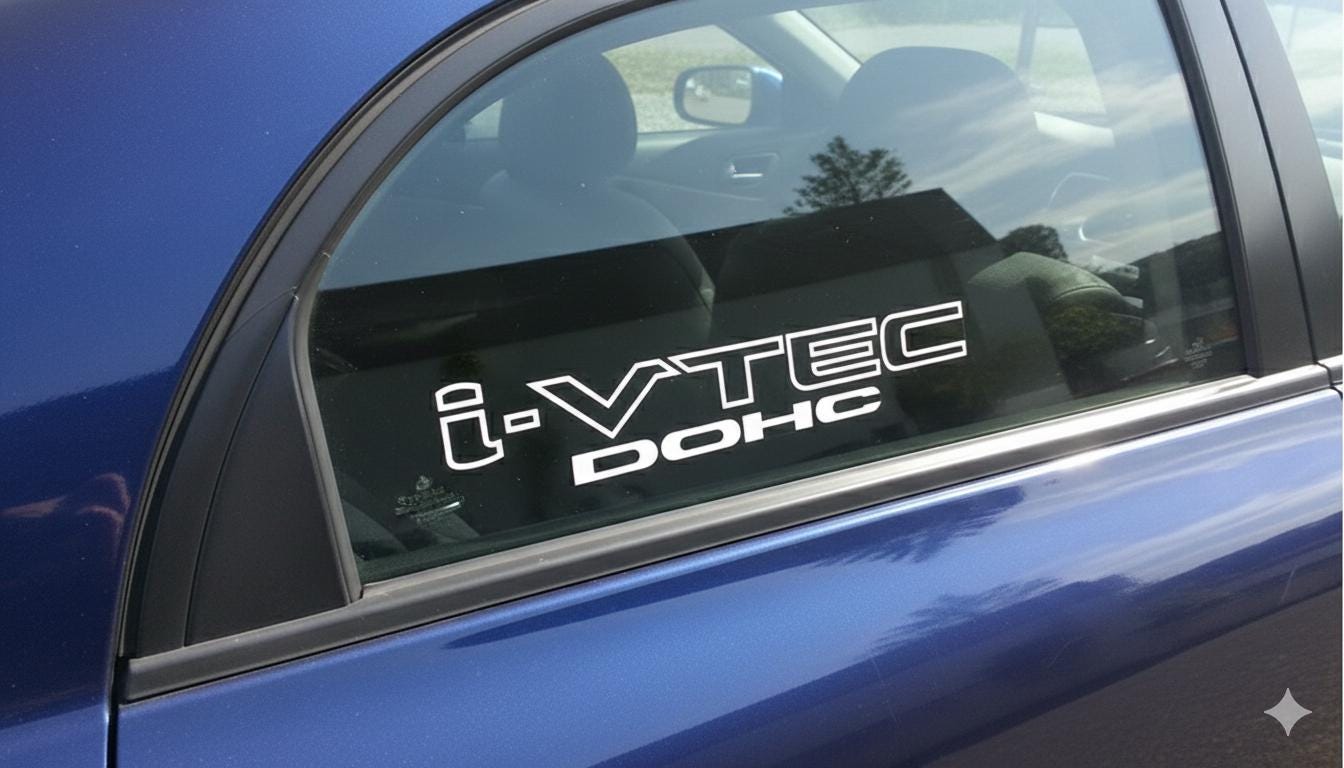 i-VTEC DOHC Vinyl Decal Sticker for Honda Civic, Accord, Integra | JDM Style Car Window Graphic | Weatherproof High-Quality Vinyl