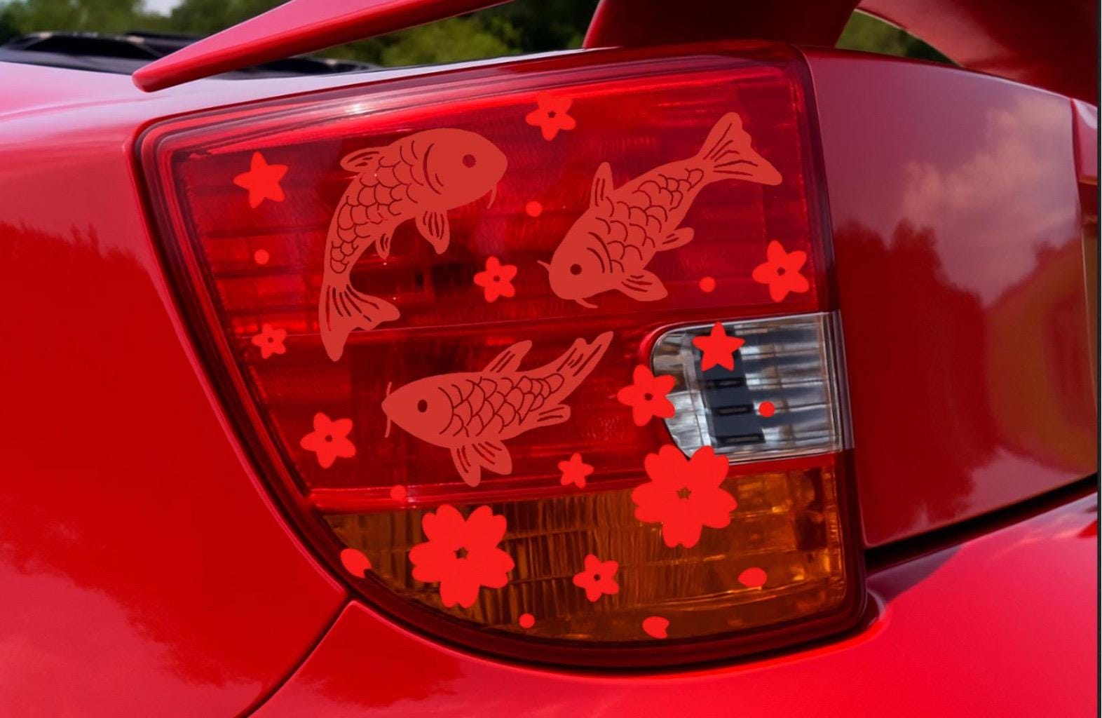 Custom Koi Fish & Cherry Blossom Taillight Decal | custom taillight Japanese decal stickers