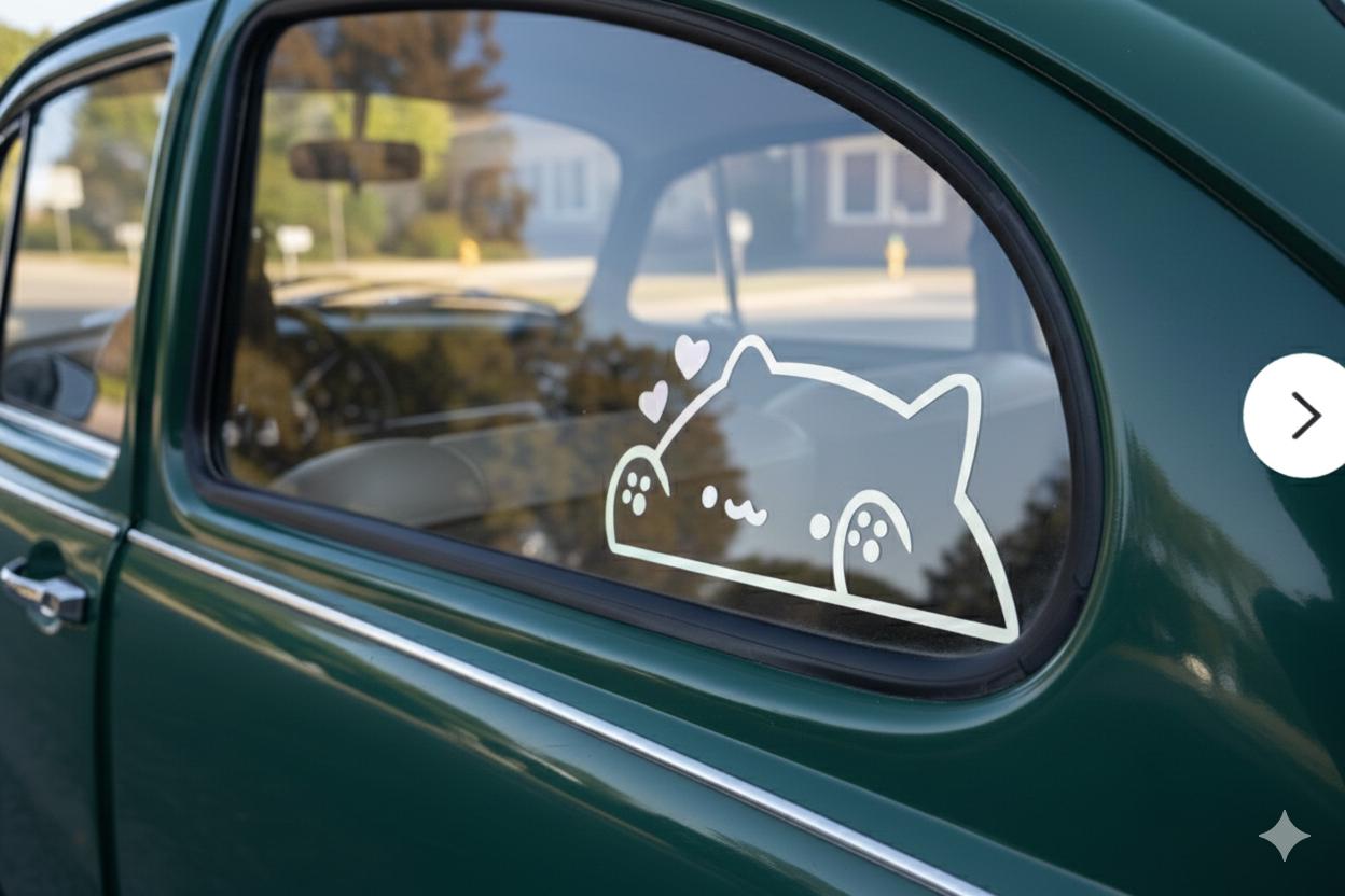 Bongo Cat peeker Vinyl Decal - Cute Meme Car Window Sticker - Kawaii Anime Laptop, Water Bottle, car Decal - Weatherproof Peeker Sticker