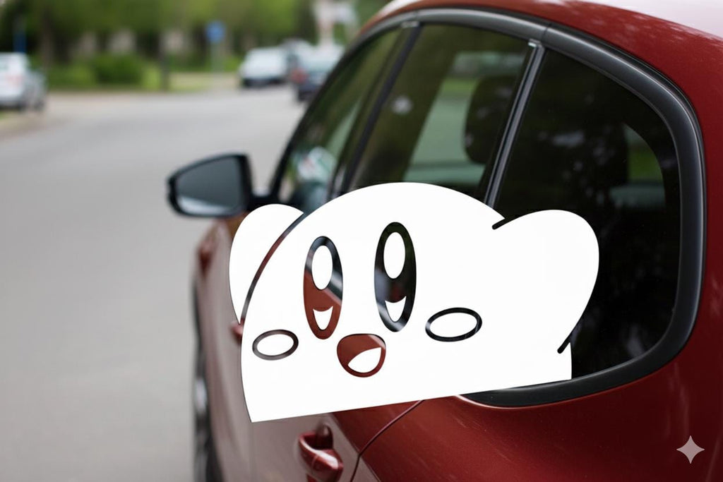 Kirby Peeking Car Decal | Kawaii Nintendo Inspired Peekaboo Decal