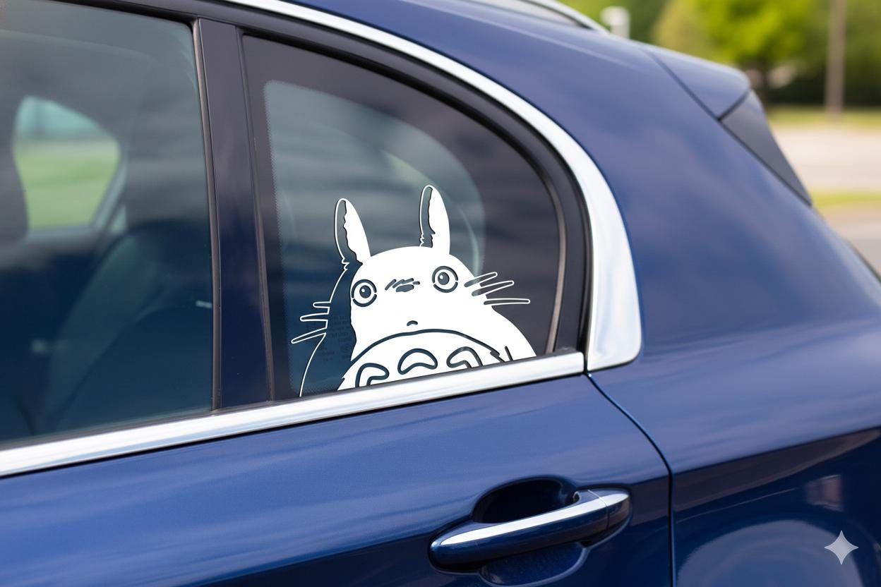 Totoro Car Decal - Studio Ghibli Inspired Vinyl Sticker - Cute Anime Peeker Window Decal for Cars, Laptops & Water Bottles