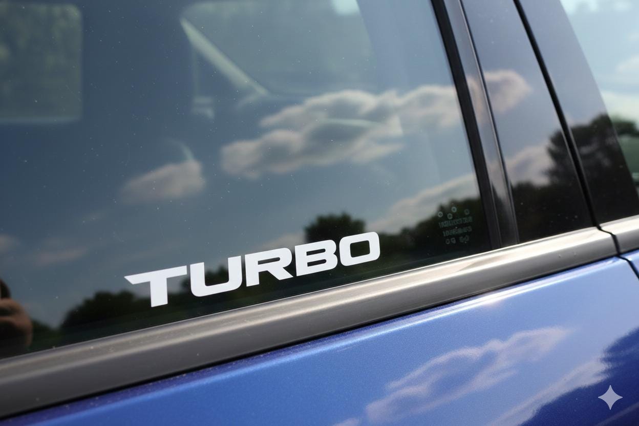 Turbo Vinyl Decal Sticker for Car Windows - JDM Racing Style Graphic - Custom Automotive Lettering for cars, Trucks, Laptops