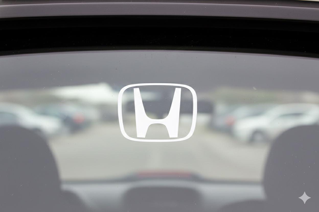 Honda Logo Decal for Cars - White Vinyl Sticker for Windows, Bumpers, and Laptops - Water-Resistant JDM Style Auto Accessory - Minimalist