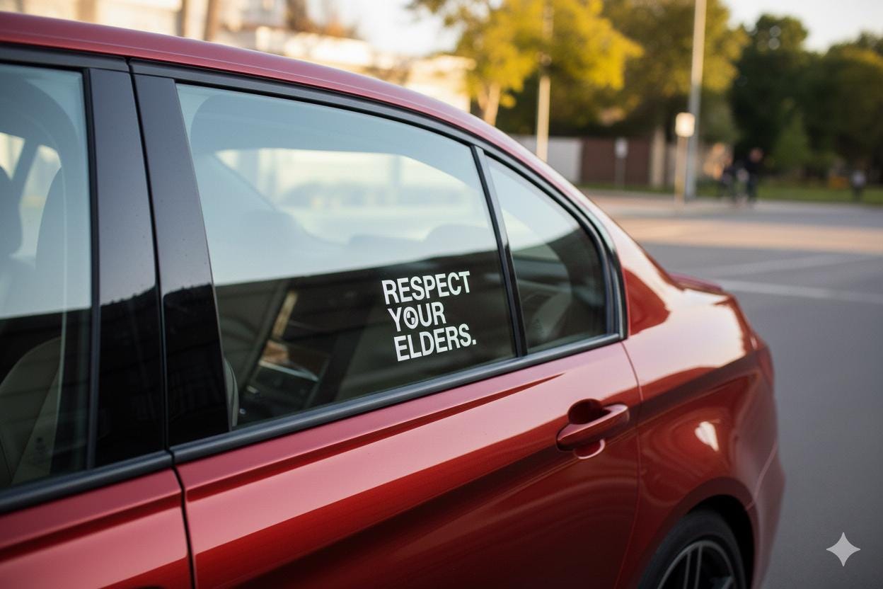 Respect Your Elders Vinyl Decal | E30 E36 E46 Sticker for BMW Enthusiast | German Car Culture Window Decal | Retro Euro Style Auto Accessory