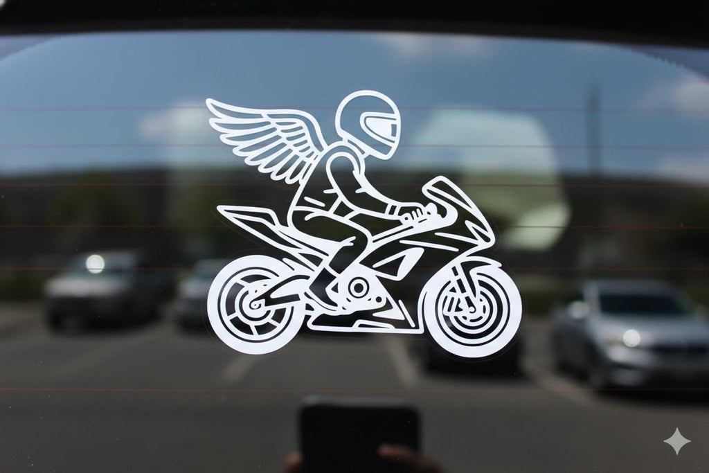 Custom Biker Memorial Sticker: Angel Wings Tribute Decal *MESSAGE ME PRIOR TO PURCHASING* message via (contact) tab