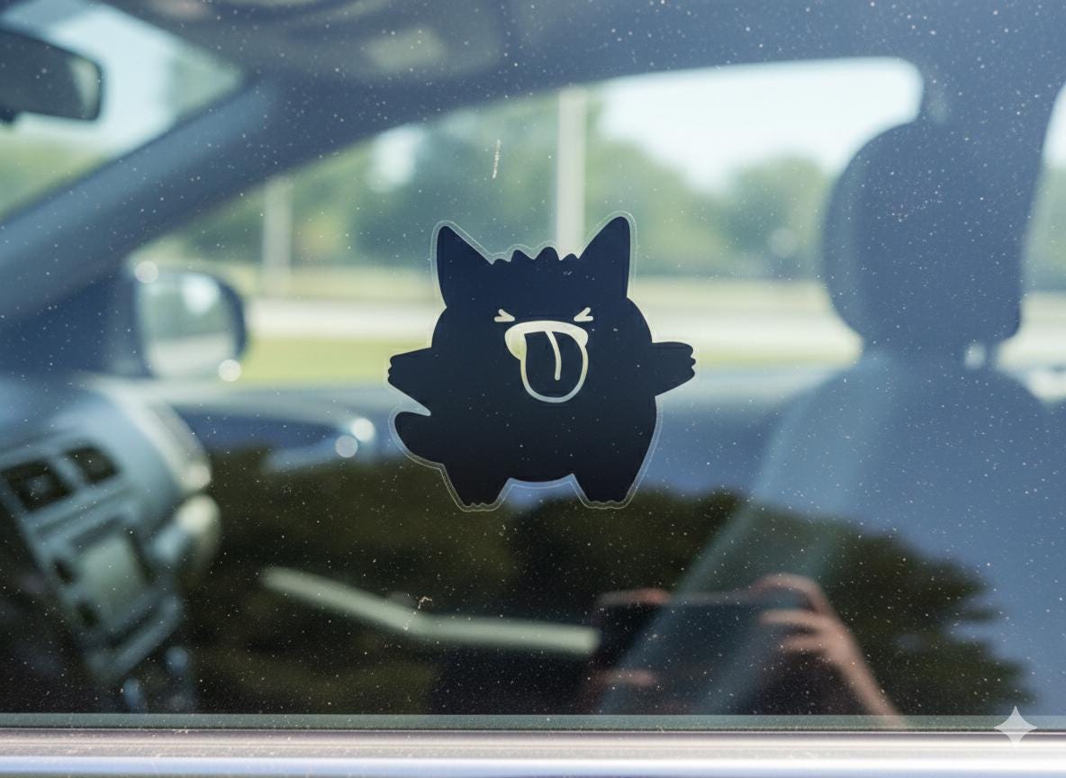 Cute Gengar Sticker - kawaii Type Anime Decal for Cars, Laptops, and Water Bottles - Cute Grinning pokemon Window Vinyl -  JDM Aesthetic
